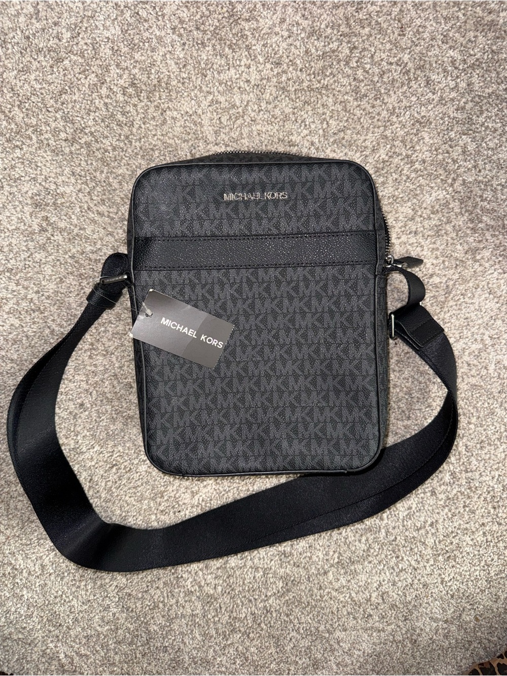 Michael Kors Men's Black MK Signature Messenger Bag NWT